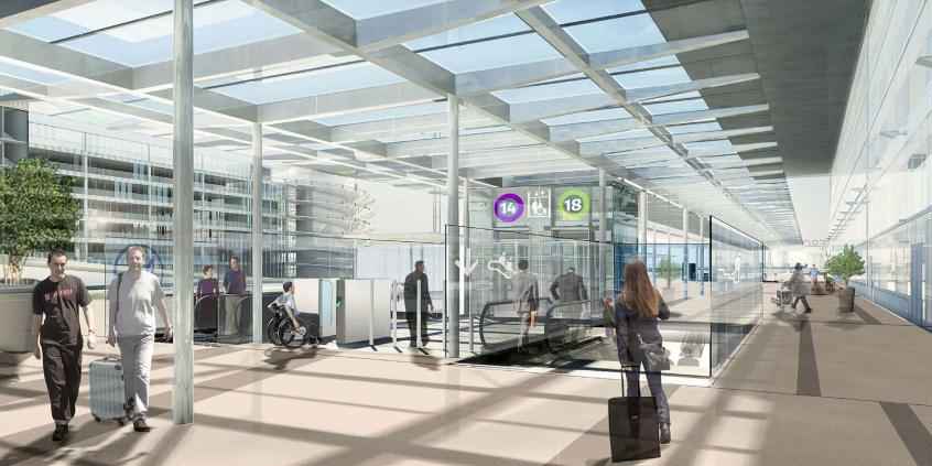 Perspective de la future gare Aéroport d’Orly, vue intérieure du hall (c) Société du Grand Paris-ADP-Artefacto