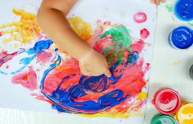 A child painting